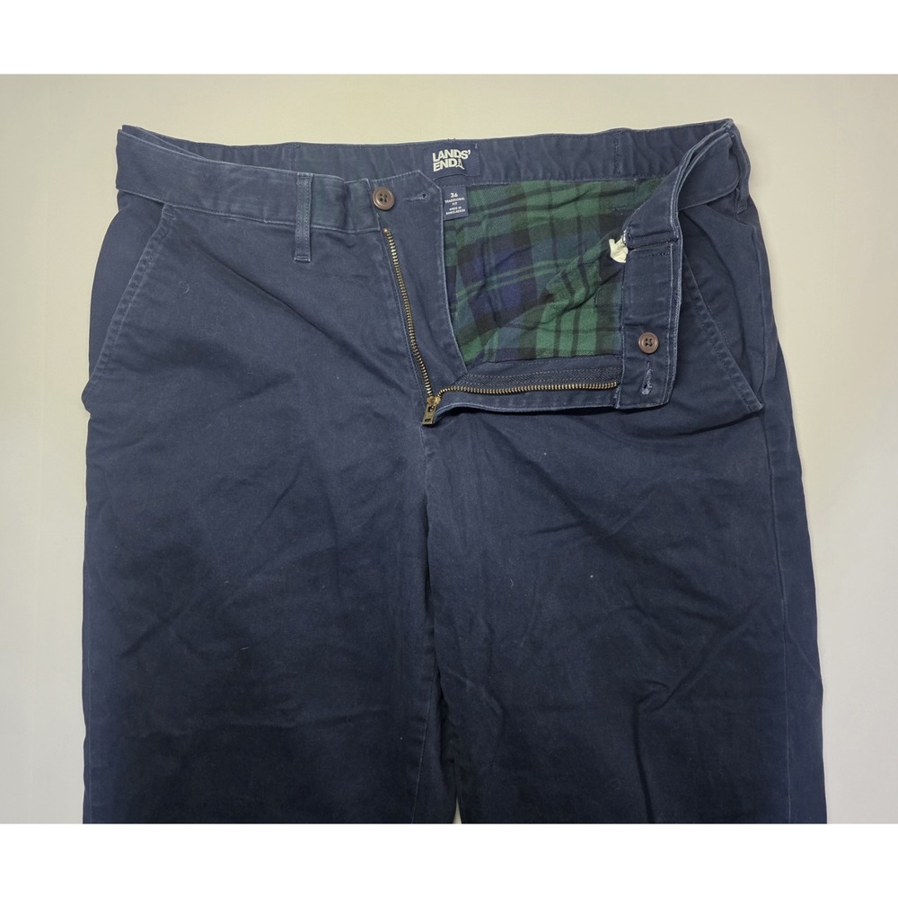 Lands‎ End Mens Size 36 Plaid Flannel Lined Chino Pant